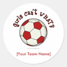 Ballon de football en rouge autocollants ronds