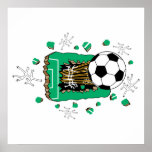 ballon de football traversant le champ posters