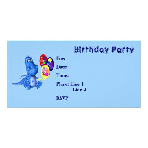 Ballons mignons de dragon d'invitation de fête d'a photocarte customisée