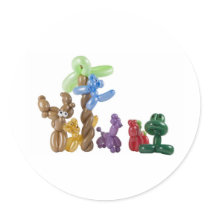 balloon animal group round stickers