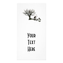 Balloon Clown Old Tree & Black Birds Original Photo Card