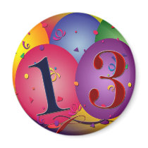 Balloon Decorations for 13th birthday Fridge Magnet