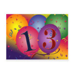 Balloon Decorations for 13th birthday Postcard