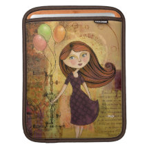Balloon Girl Digital Collage iPad Sleeve