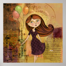 Balloon Girl Digital Collage Poster / Print