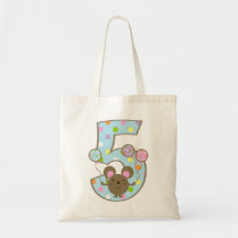 Balloon Mouse Blue 5th Birthday Bag