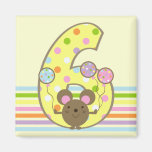Balloon Mouse Yellow 6th Birthday Magnet
