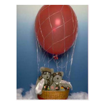 Ballooning bears postcard