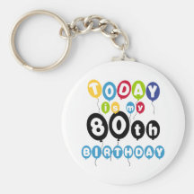 Balloons 80th Birthday Keychains