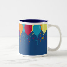 Balloons and confetti celebration mug