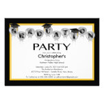 Balloons Graduation Party Invitation Black Cap invitations
