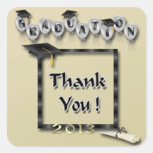 Balloons Graduation Thank You envelope seal Square Sticker