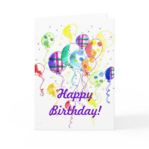 Balloons Rainbow Party Celebrate Confetti Greeting Cards