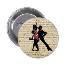 Ballroom dancers on vintage paper buttons