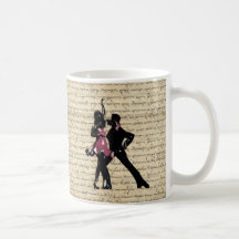 Ballroom dancers on vintage paper coffee mug