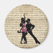 Ballroom dancers on vintage paper fridge magnets