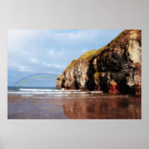 ballybunion beach summer shower rainbow poster