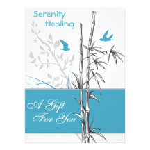bamboo and blue birds gift certificate card