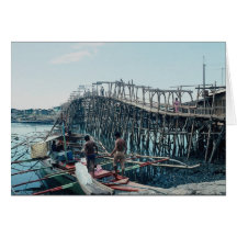Bamboo and wood toll bridge, Davao, Mindinao, Phil Greeting Cards