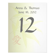Bamboo Leaves Table Number Card Invite