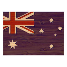Bamboo Look & Engraved Australia Australian Flag Personalized Invitations