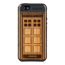 Bamboo Look & Engraved Funny Police Phone Call Box