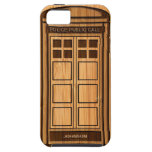 Bamboo Look & Engraved Funny Police Phone Call Box iPhone 5 Cases