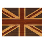 Bamboo Look & Engraved Vintage UK Flag Union Jack Cards