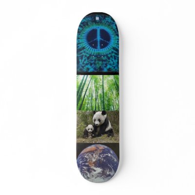 bamboo, panda-bear-d, earth, cust-peace skateboard deck by sptgthang