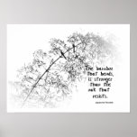 Bamboo Tree with Two Birds Bends in the Wind Posters