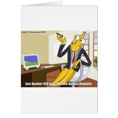 Banana CEO Funny Offbeat Cartoon Collectable Gifts Greeting Card by beardiethor123