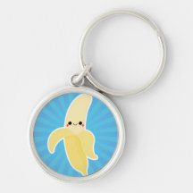 Banana on Blue Starburst Key Chain