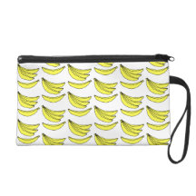 Banana Pattern. Wristlet Clutch
