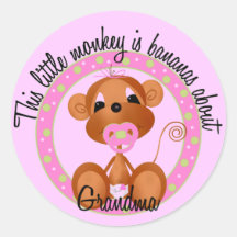Bananas About Grandma - pink Tshirts and Gifts Stickers