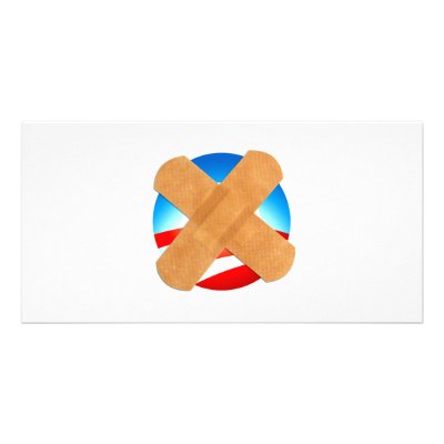 Band-aid No to Obamascare Photo Card Template by NobamaShop