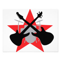 band guitar drum star personalized invite