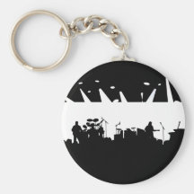 Band On Stage Concert Silhouette B&W Keychain