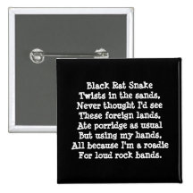 Band Roadie Poem. Custom Pin