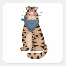 Bandana Kitty Square Stickers