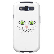 Bande dessinée aux yeux verts de visage de chat coque galaxy s3