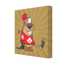 bande dessinée canadienne idiote de castor d'hocke toiles tendues sur châssis