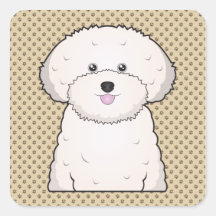 Bande dessinée de Bichon Frise Autocollant Carré