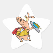 bande dessinée de serveur de pâtée de porc de port adhésifs