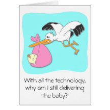 Bande dessinée de transport de bébé de cigogne drô cartes de vœux