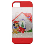 Bande dessinée démodée de chiot de Noël vintage Coques Case-Mate iPhone 5