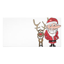 Bande dessinée drôle Père Noël et Rudolph Photocartes Personnalisées