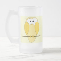 Bande dessinée mignonne de hibou. Jaune Tasse À Café