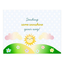 Bande dessinée mignonne de kawaii du soleil carte postale