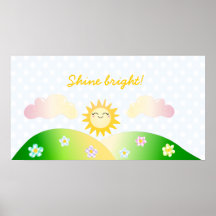 Bande dessinée mignonne de kawaii du soleil poster