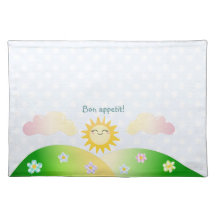 Bande dessinée mignonne de kawaii du soleil sets de table